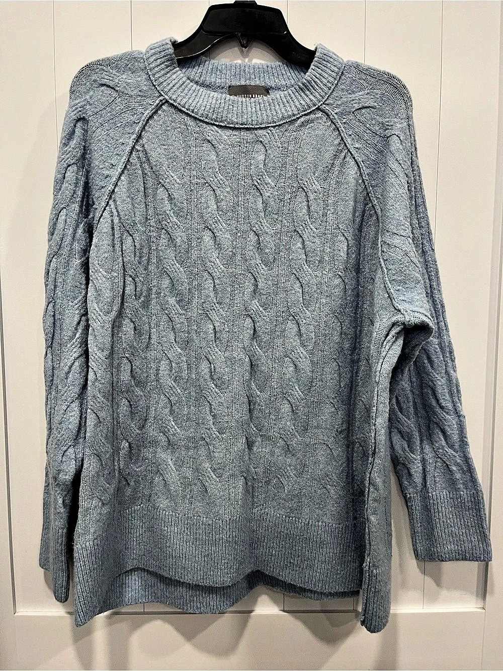 Hudson Gray Cable Knit Crewneck Sweater in Blue Like New